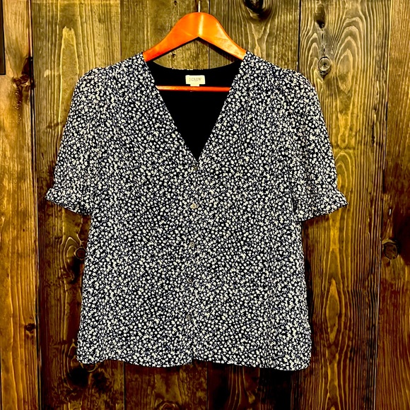 J. Crew Factory Tops - JCREW Navy and white blouse